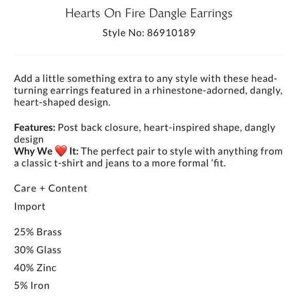 Free People Hearts On Fire Dangle Earrings Rhinestone Heart Fringe Statement NWT - Picture 10 of 12